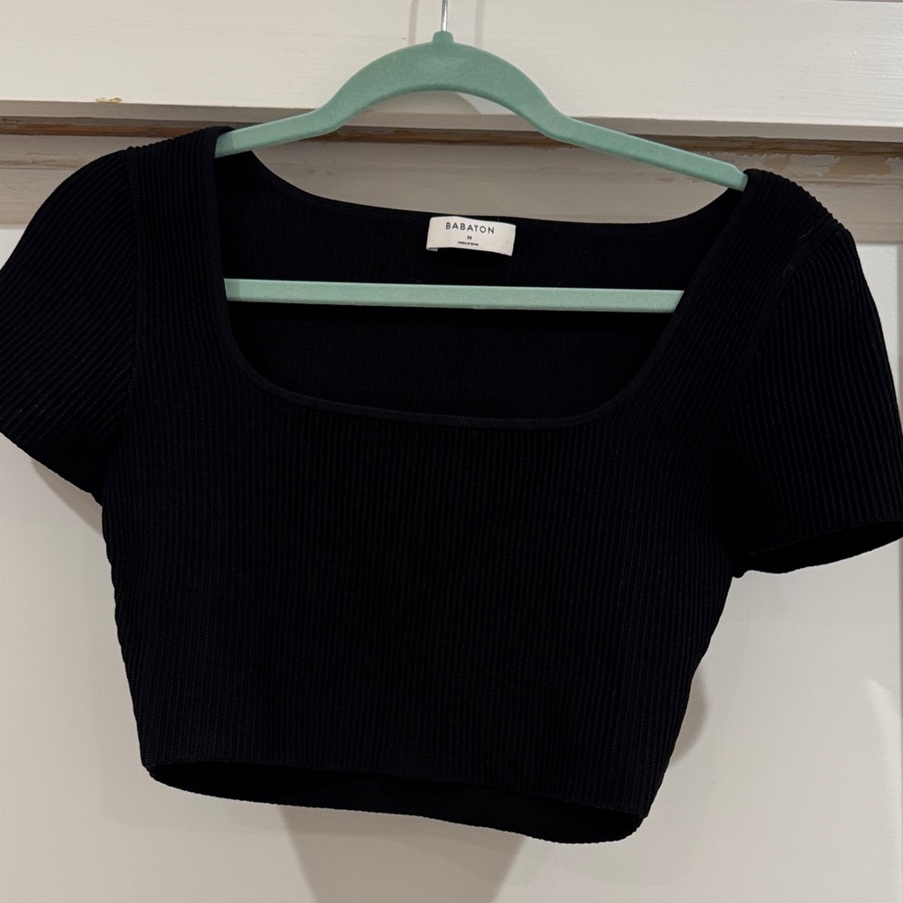 Babaton Midnight Ribbed Crop Top